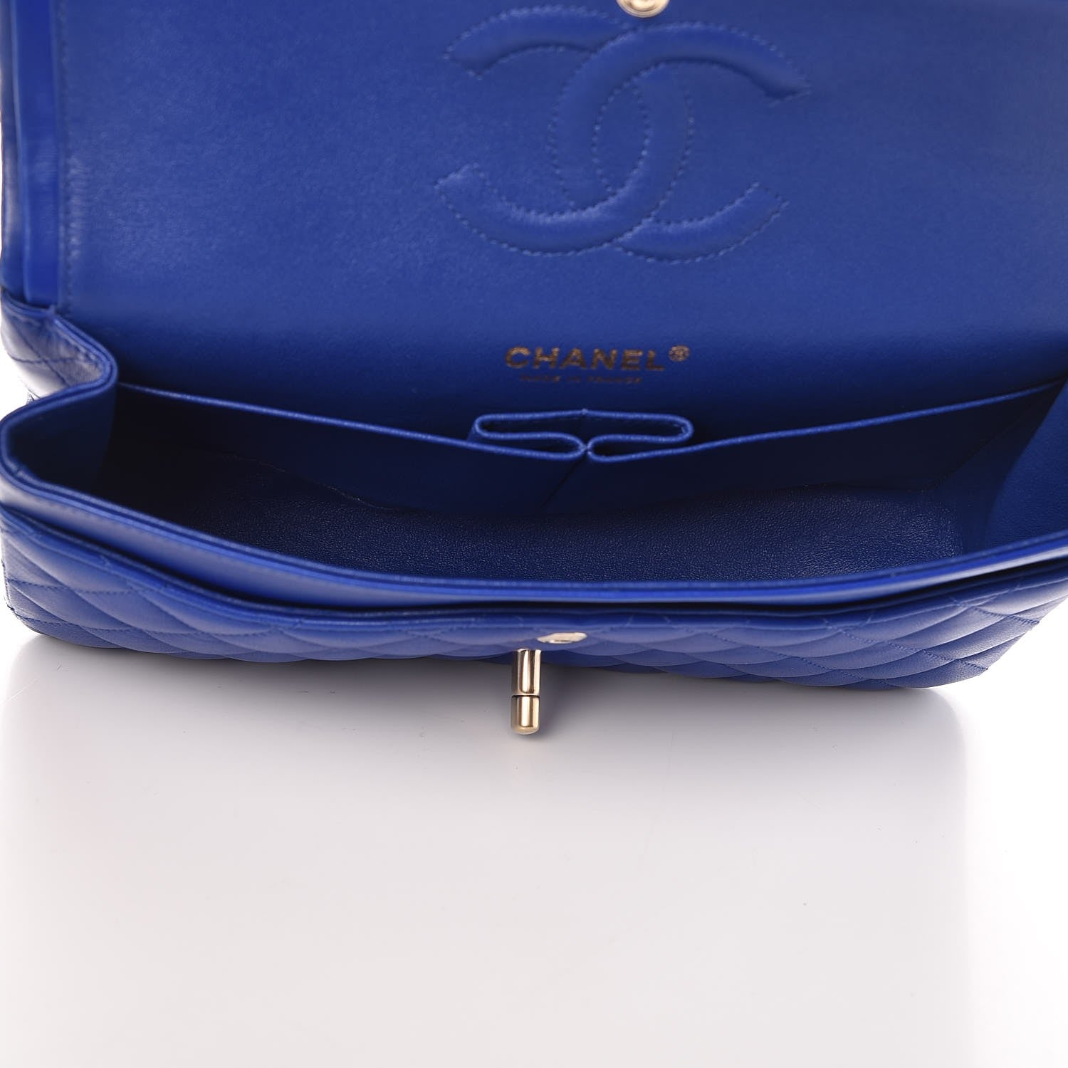 Chanel Lambskin Quilted Medium Double Flap Dark Blue 6 of 10