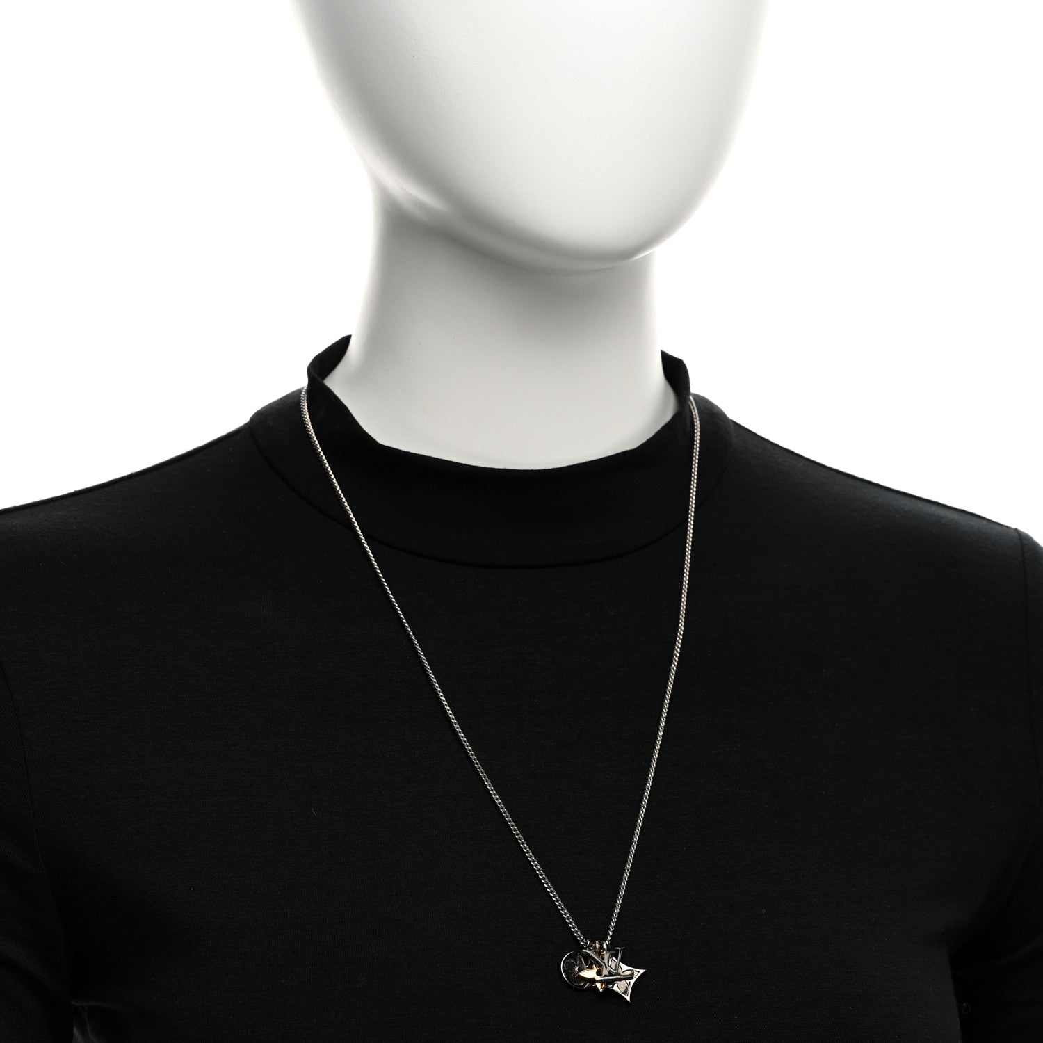 Louis Vuitton Metal LV Instinct Necklace Silver Gold 2 of 5