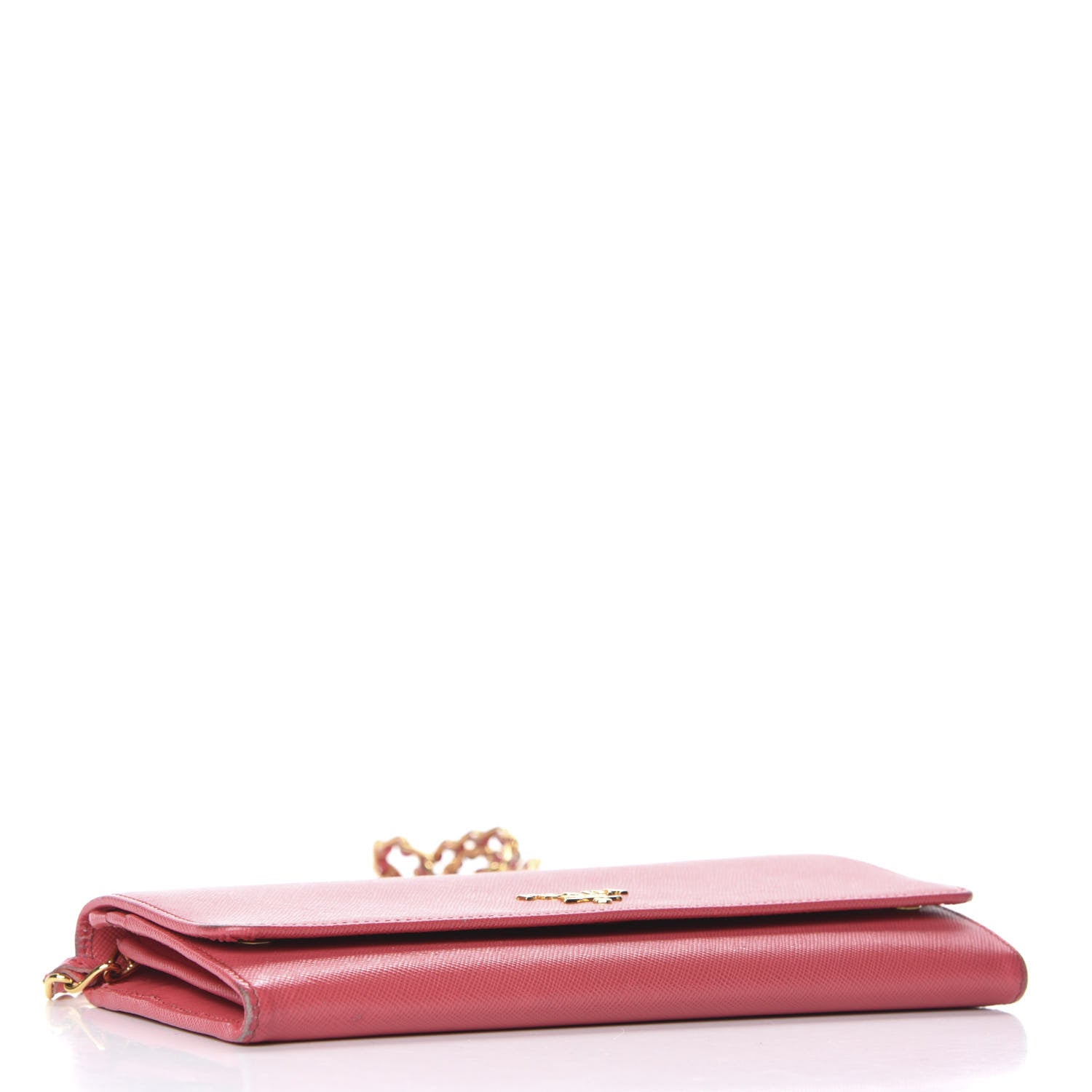 Prada Saffiano Metal Oro Chain Wallet Fragola 4 of 10