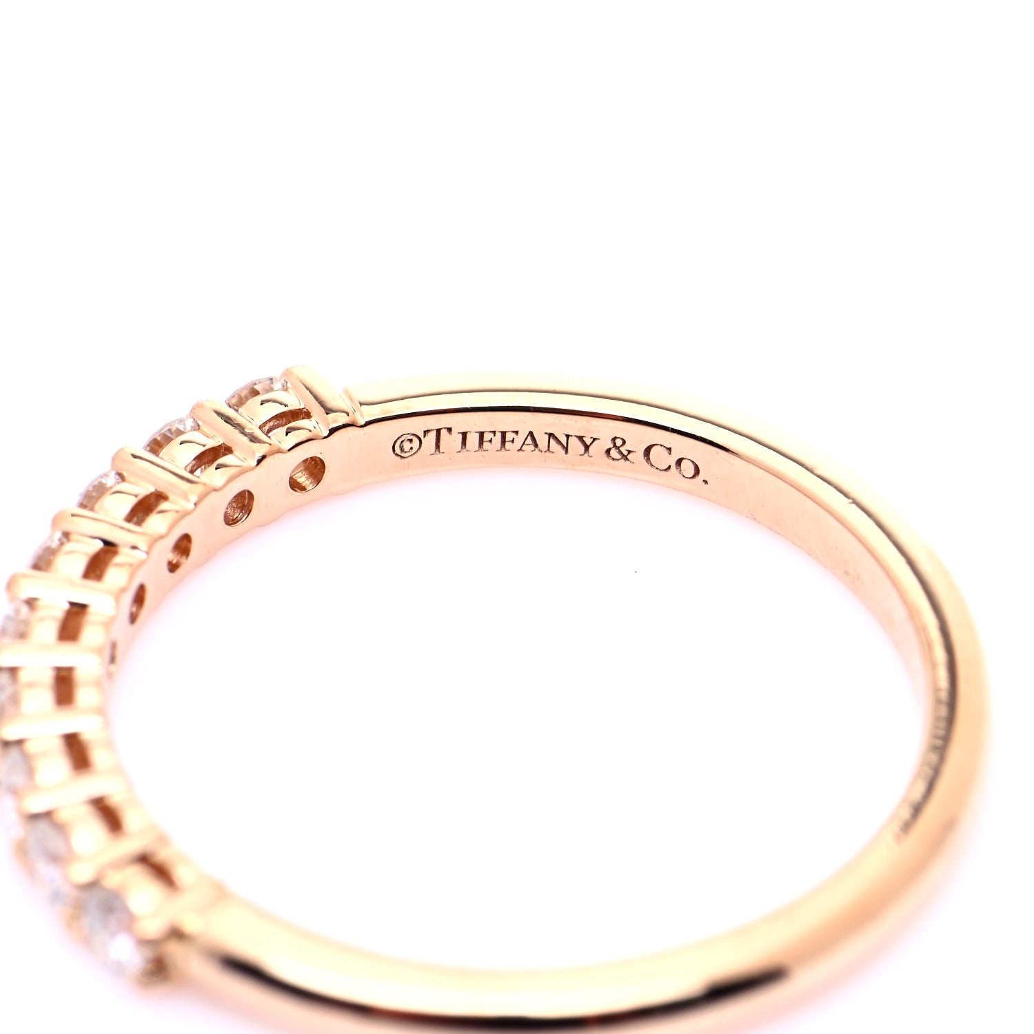 Tiffany 18K Rose Gold Diamond 2.2mm Half Circle Embrace Band Ring 52 6 6 of 7