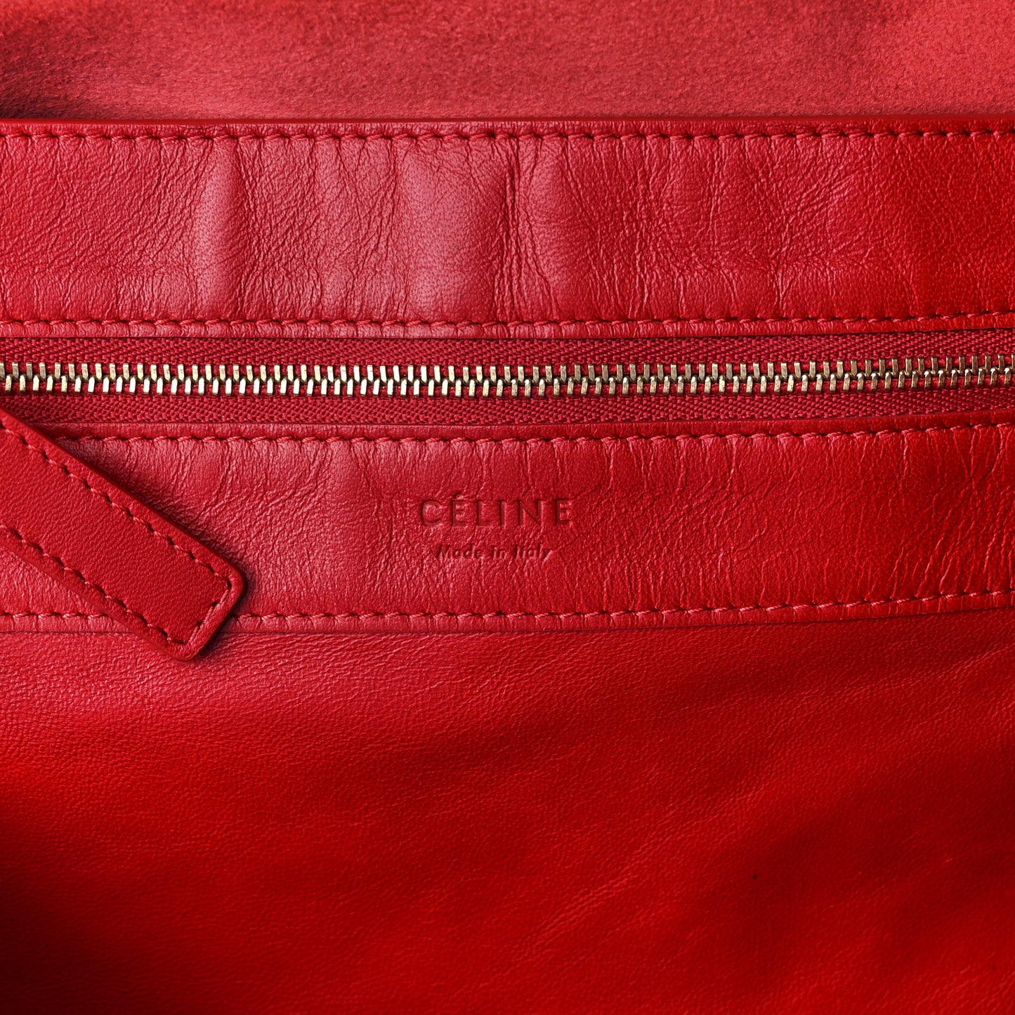 Lambskin Horizontal Bi-Color Cabas Red Camel