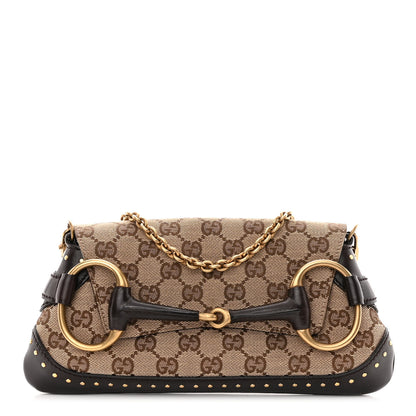 Gucci Monogram Studded Small Horsebit Clutch Dark Brown 1 of 9