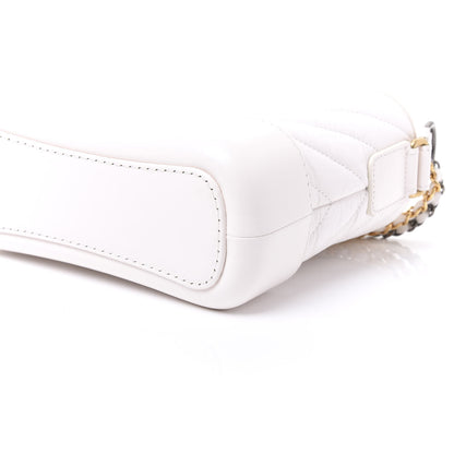 Chanel Aged Calfskin Chevron Quilted Small Gabrielle Hobo White 7 of 9