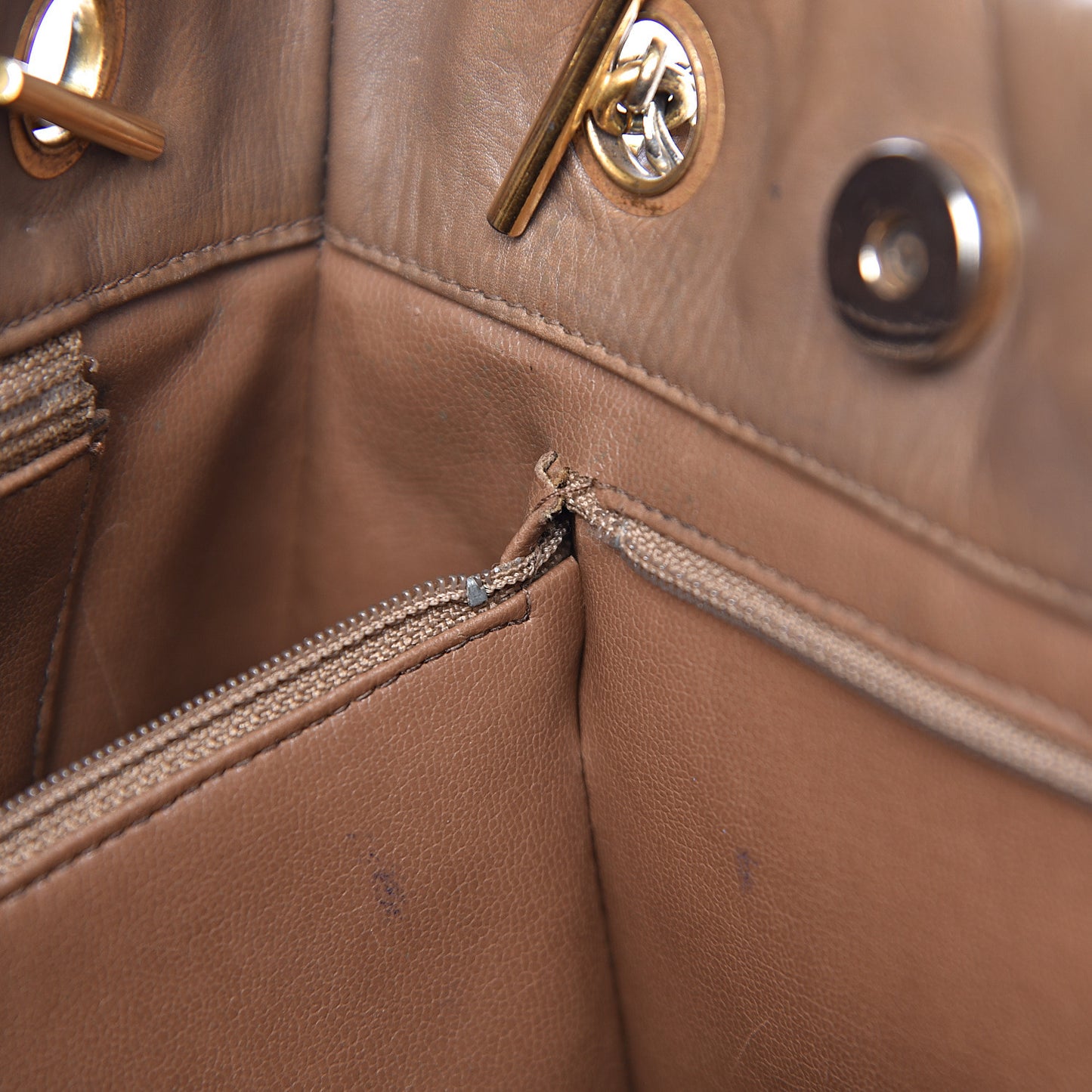 Lambskin Quilted Shopping Tote Brown