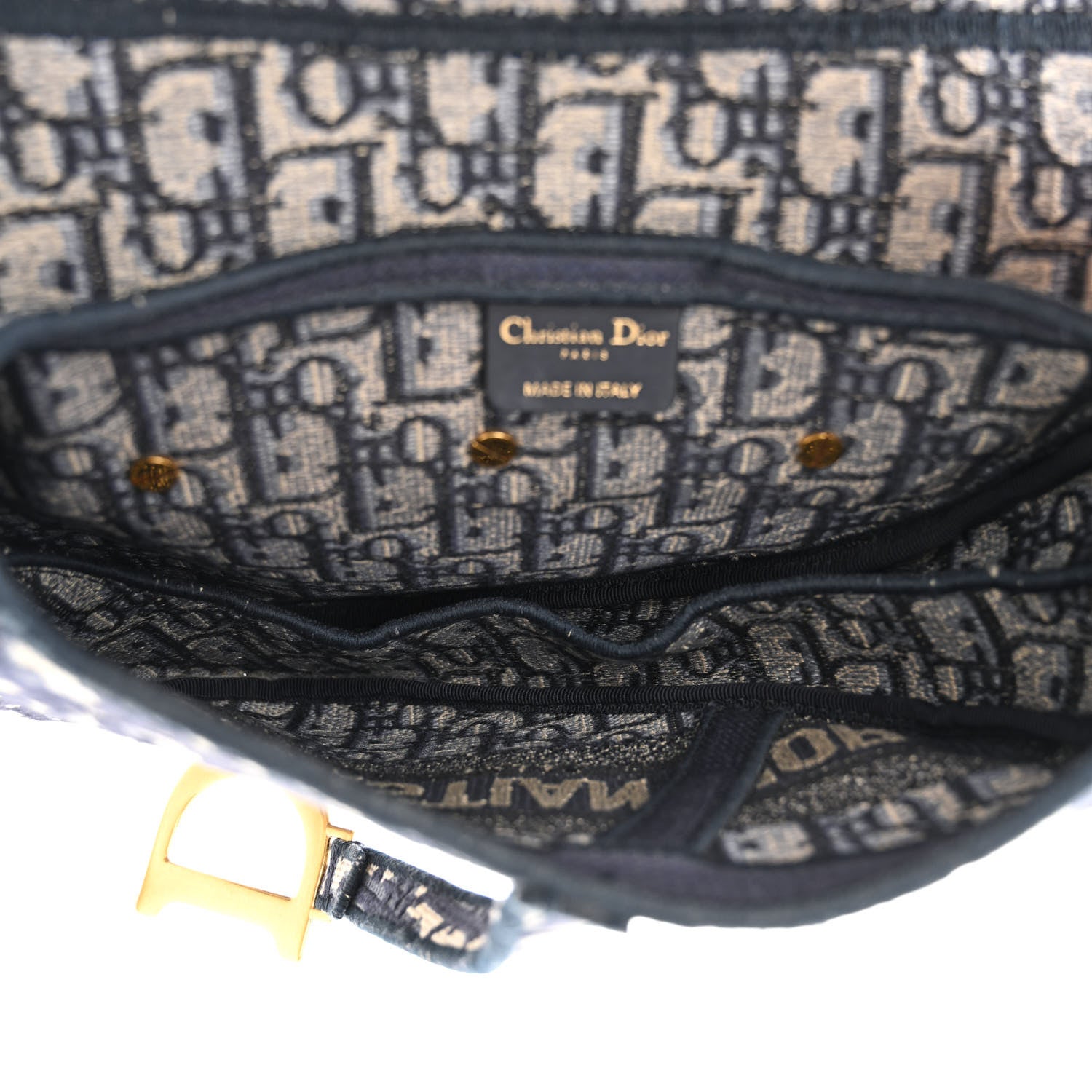 Christian Dior Oblique Embroidered Saddle Bag Blue 5 of 14