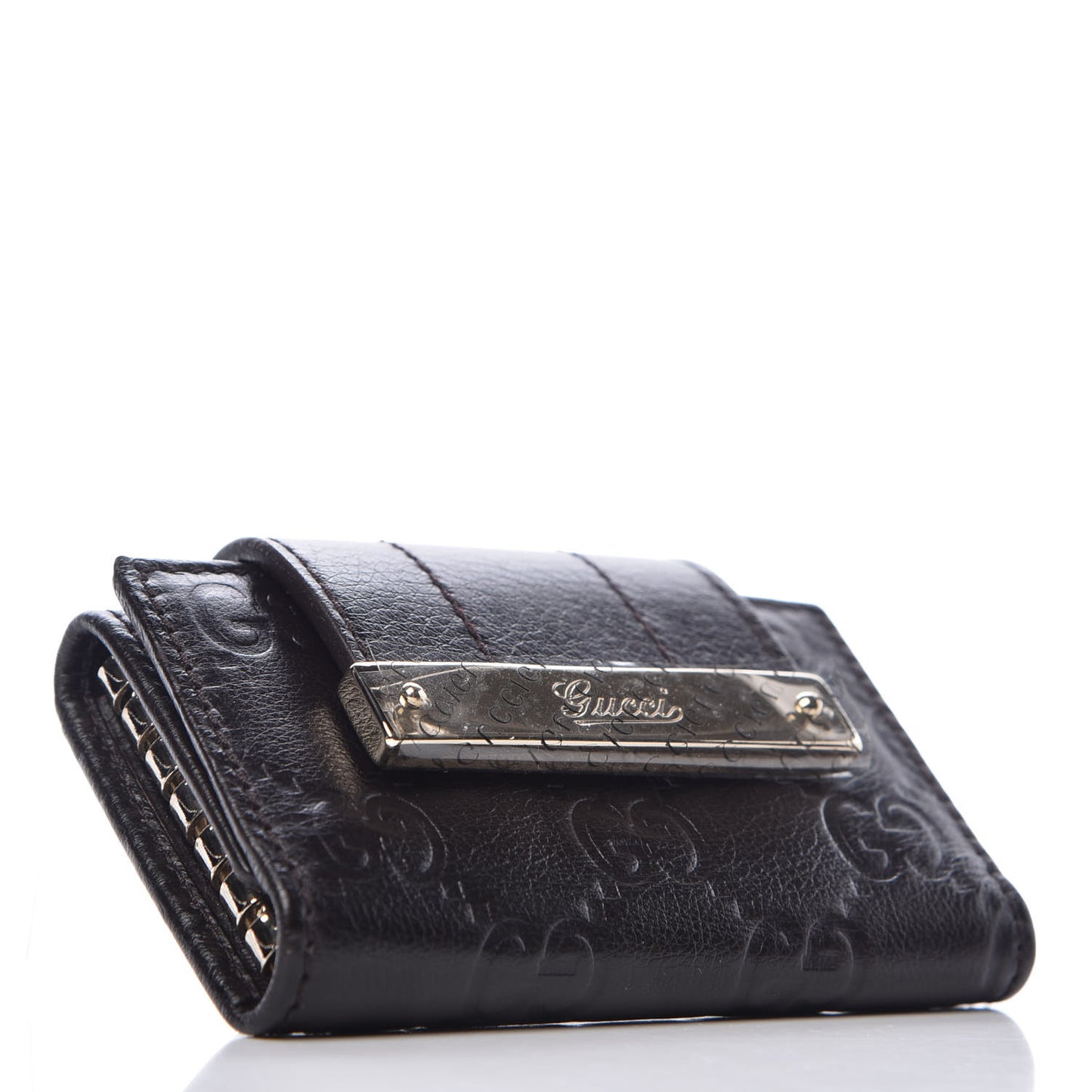 Guccissima Signature Ladies Web 6 Key Holder Case Chocolate