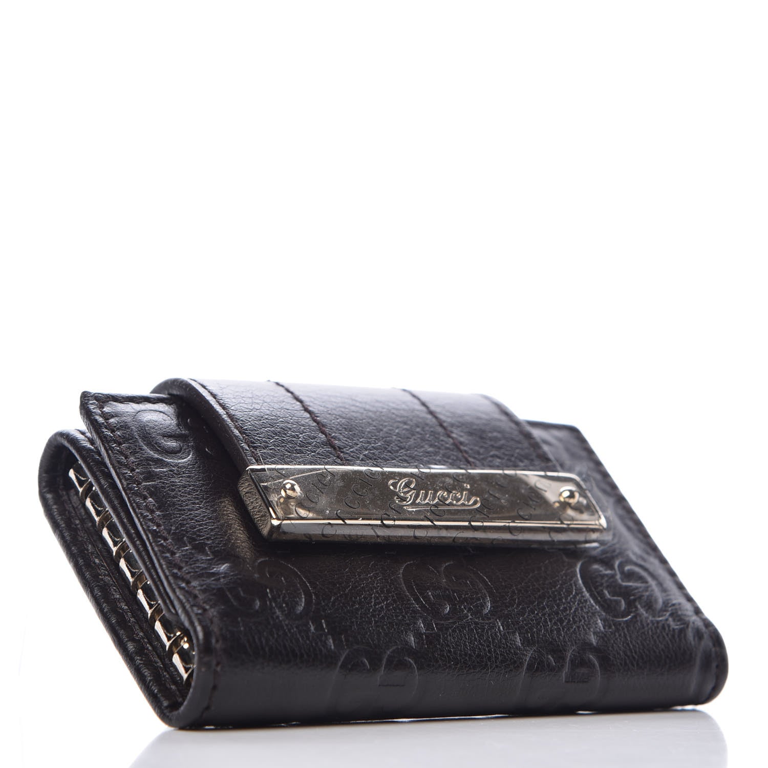 Gucci Guccissima Signature Ladies Web 6 Key Holder Case Chocolate 4 of 7