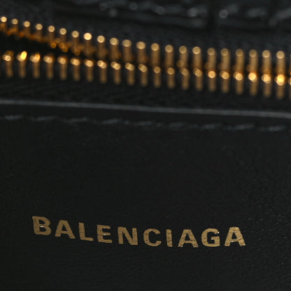 Balenciaga Shiny Super Supple Calfskin Crocodile Embossed Small XX Bag Black 6 of 8