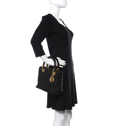 Christian Dior Nylon Cannage Stitched Medium Lady Dior Black 2 of 11