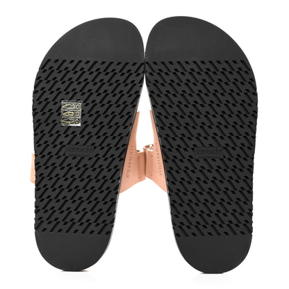 Hermes Suede Goatskin Womens Chypre Sandals 36.5 Nude 5 of 11