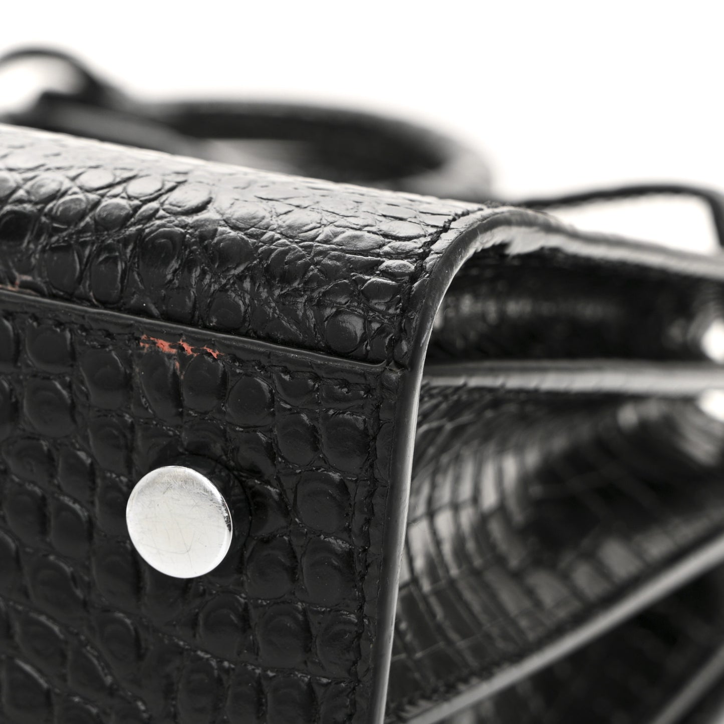 Calfskin Crocodile Embossed Baby Sac De Jour Black