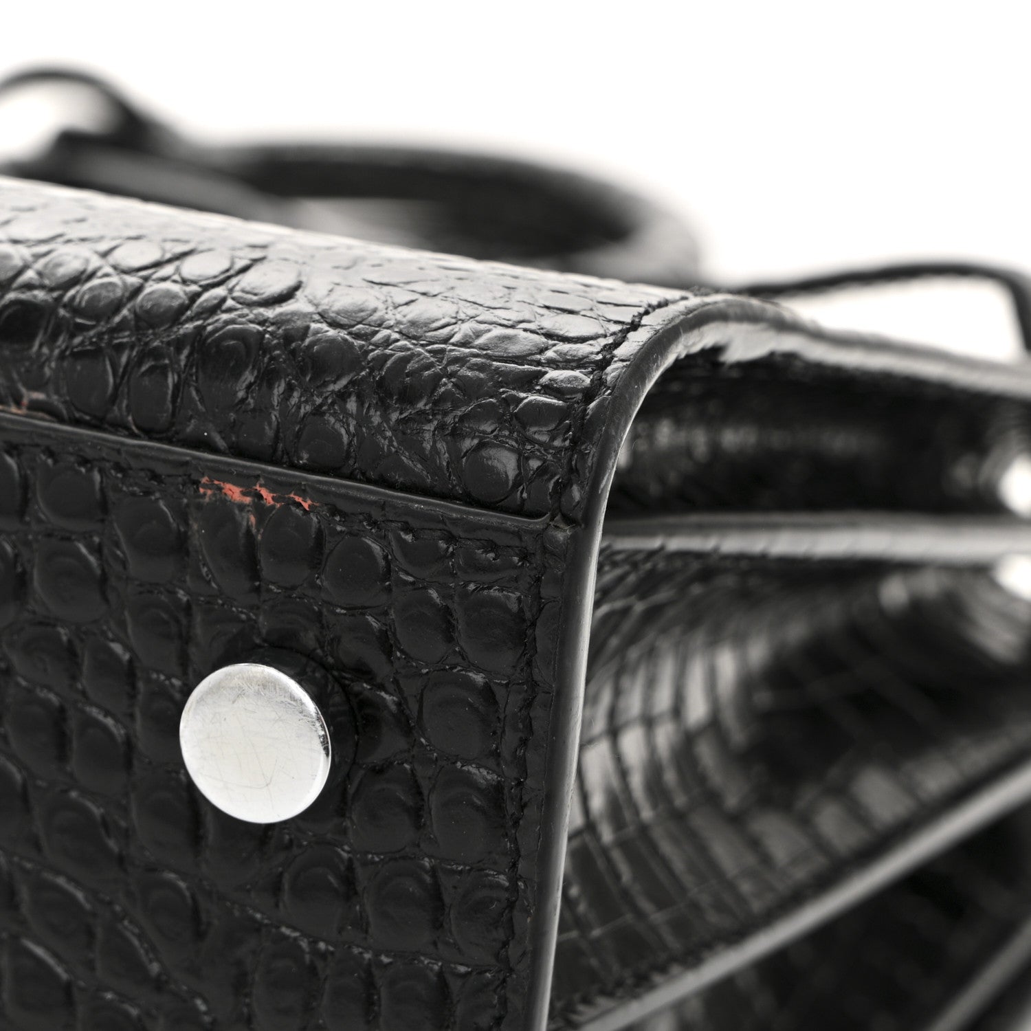 Saint Laurent Calfskin Crocodile Embossed Baby Sac De Jour Black 11 of 13