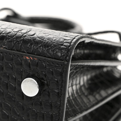 Saint Laurent Calfskin Crocodile Embossed Baby Sac De Jour Black 11 of 13