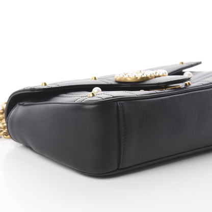 Gucci Calfskin Matelasse Studded Small Pearly GG Marmont Shoulder Bag Black 5 of 8