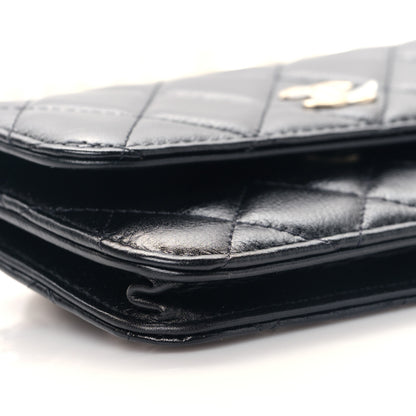 Chanel Calfskin Quilted Mini Maxi Pearls Wallet On Chain WOC Black 9 of 10