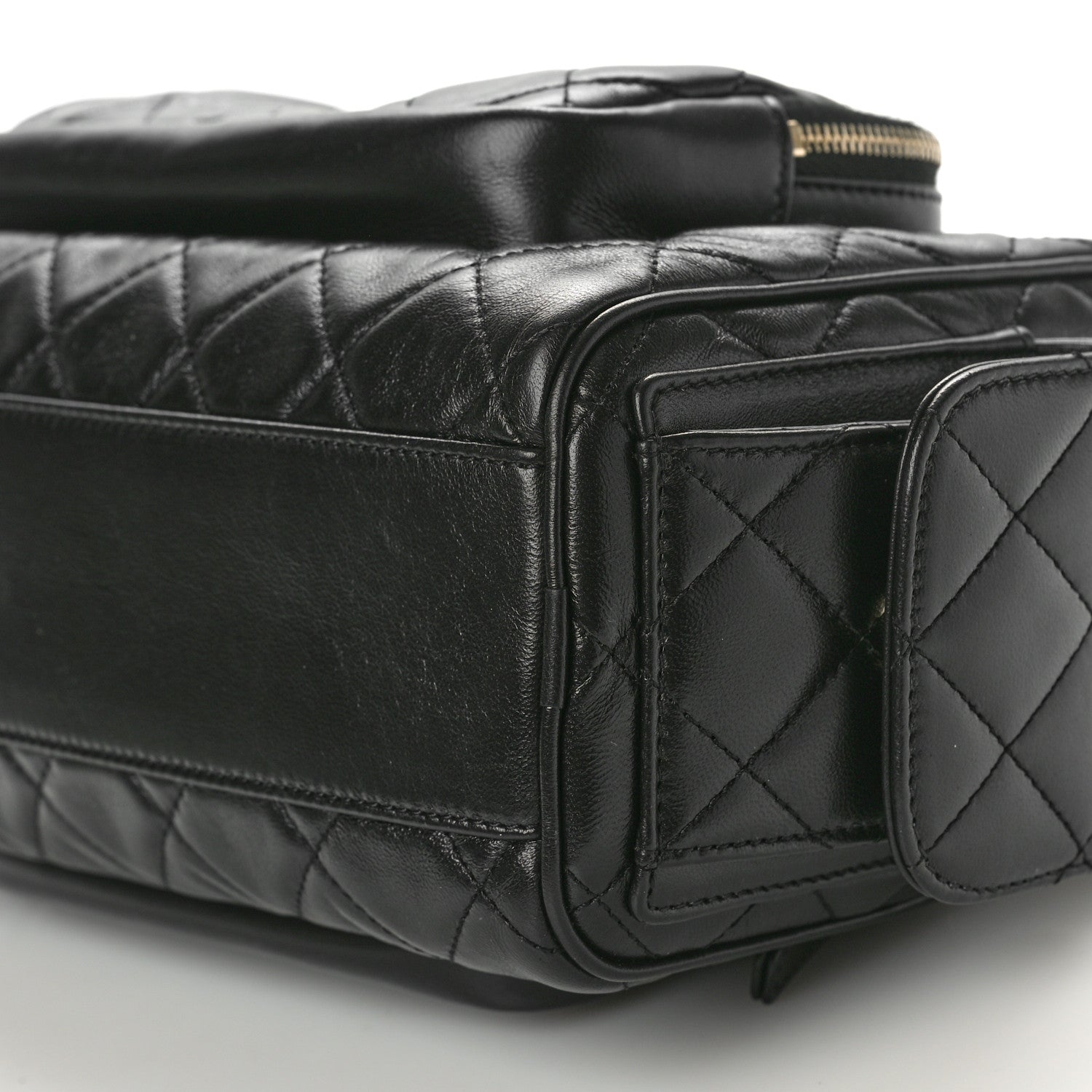 Chanel Shiny Crumpled Lambskin Quilted Medium Preppy Pocket Camera Case Black 10 of 11