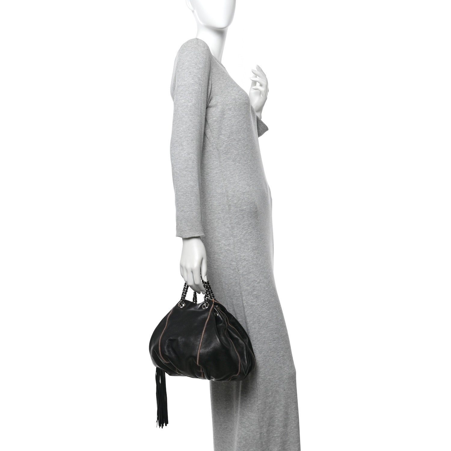 Chanel Lambskin Satin Reversible Sac Cordon Black 2 of 11