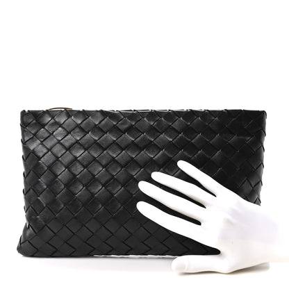 Bottega Veneta Nappa Intrecciato Medium Flat Zip Pouch Black 2 of 10