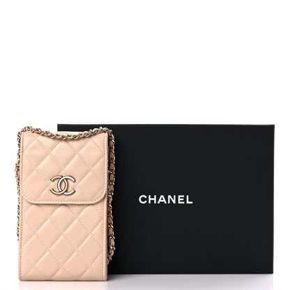 Chanel Lambskin Quilted CC Phone Holder Light Beige 12 of 12