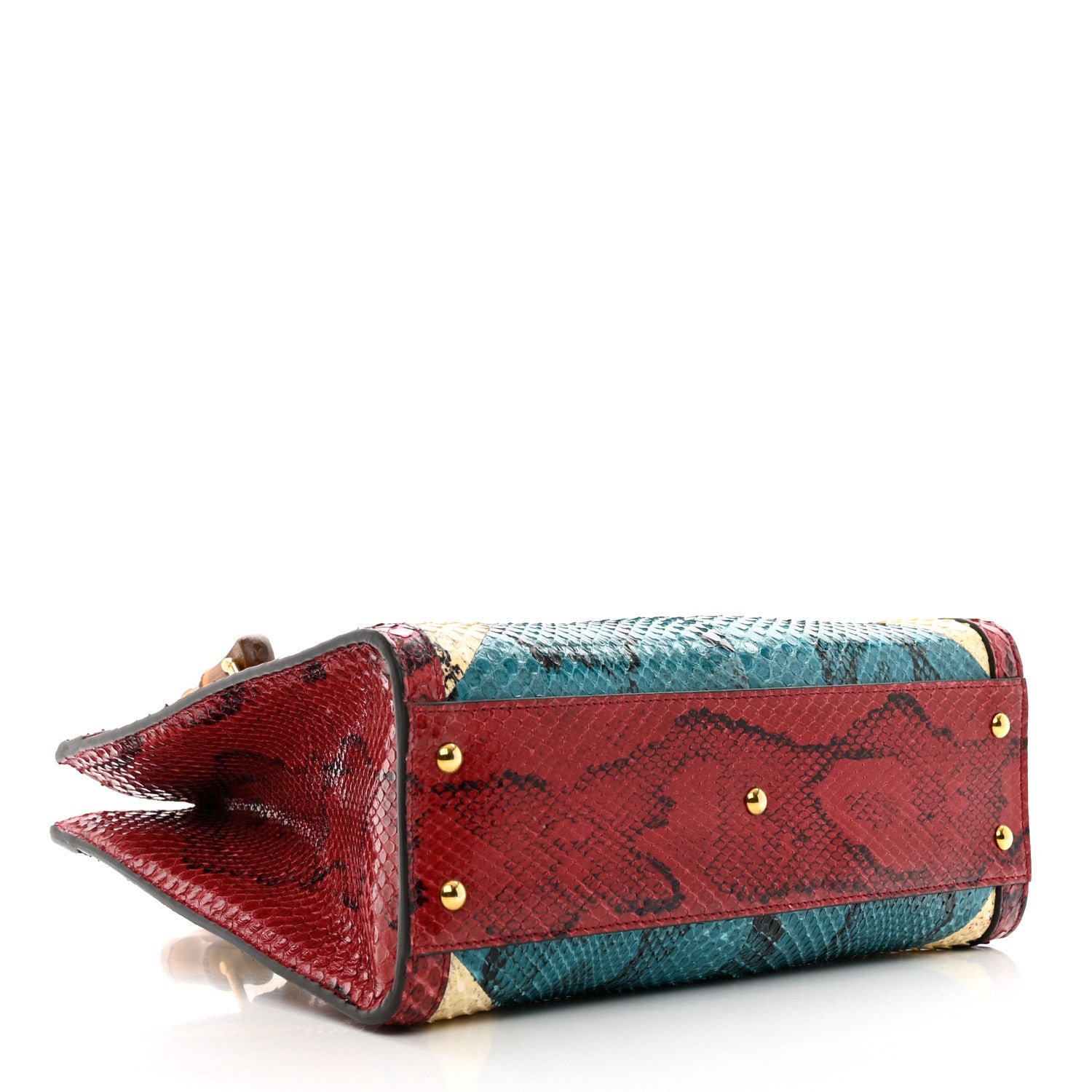 Gucci Snakeskin Geometric Small Diana Tote Wild Red Multicolor 4 of 10