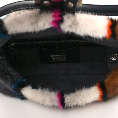 Fendi Mink Fur Striped Baguette Natural Multicolor 4 of 8