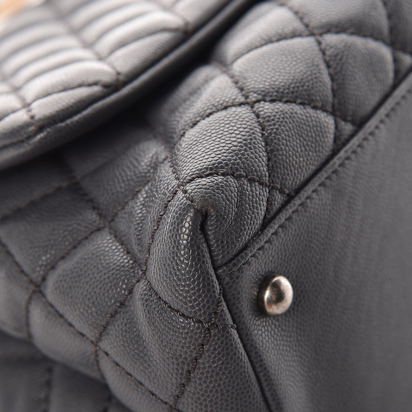 Caviar Quilted Small Coco Handle Flap Gray