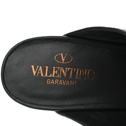 Valentino Garavani Grainy Cowhide VLogo Mid Heel Slide Sandals 37 Black 7 of 13