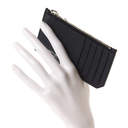 Saint Laurent Grained Calfskin 5 Fragments Zip Pouch Card Holder Black 2 of 8
