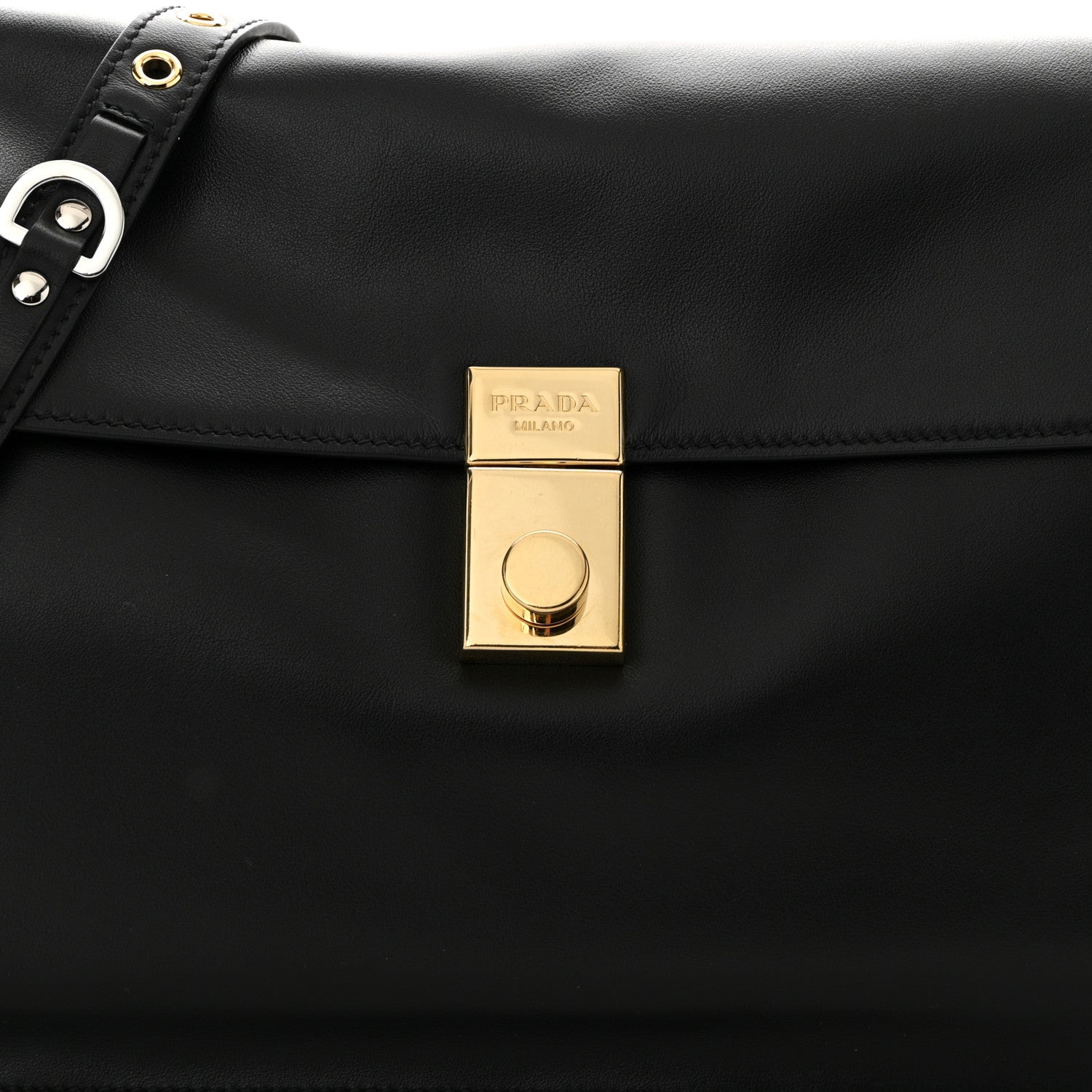 Prada Calfskin Large Soft Sound Shoulder Bag Black 9 of 11