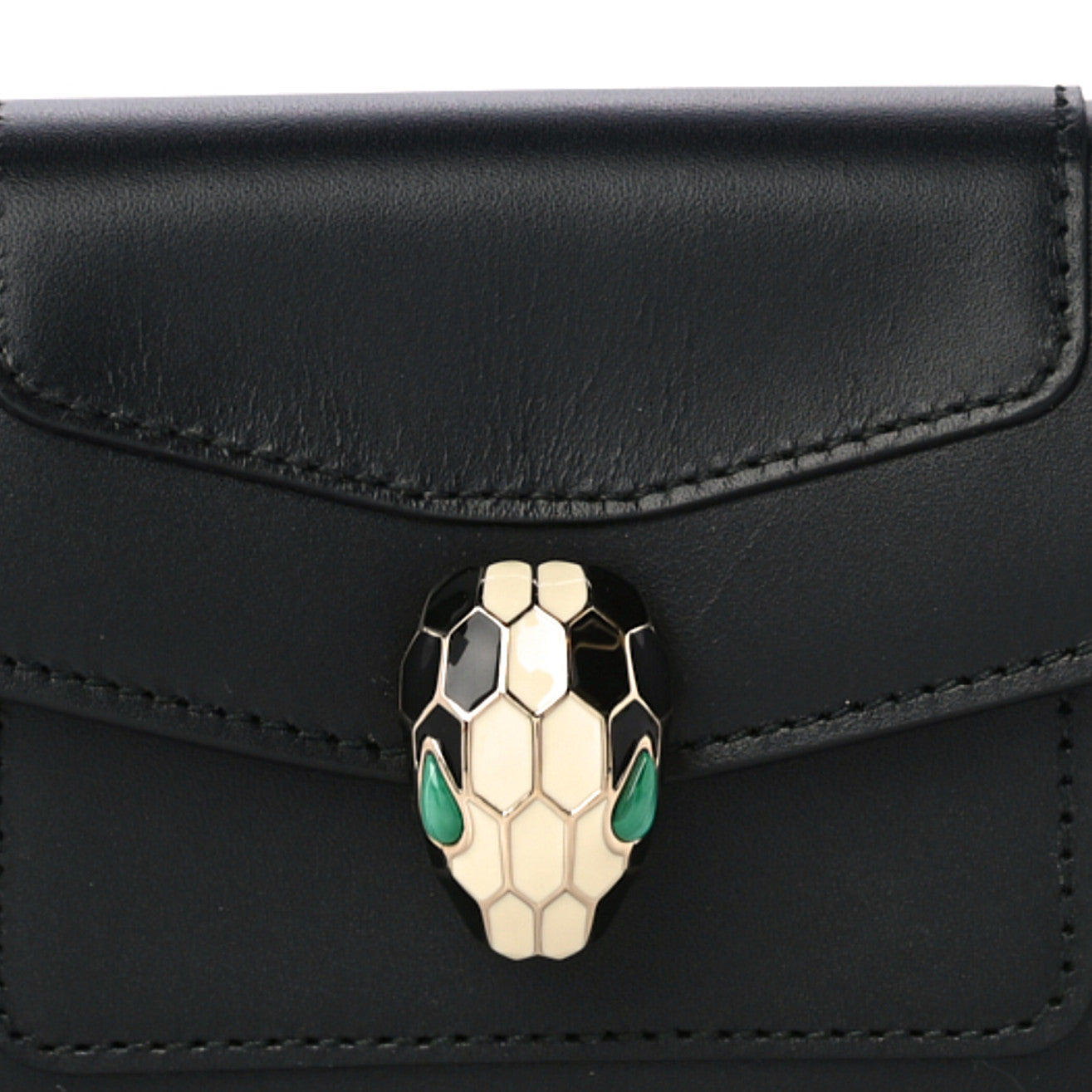 Bulgari Calfskin Serpenti Forever Purse Card Holder Black 7 of 13