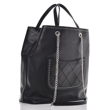 Chanel Calfskin Large Coco Eyelets Shopping Tote Black 4 of 9