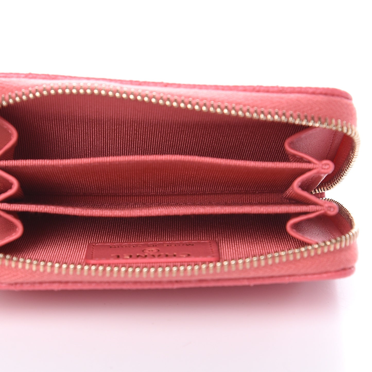Caviar Quilted Zip Coin Purse Dark Pink