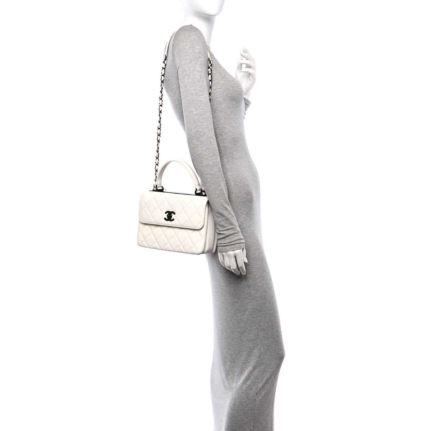 Lambskin Quilted Small Trendy CC Dual Handle Flap Bag White