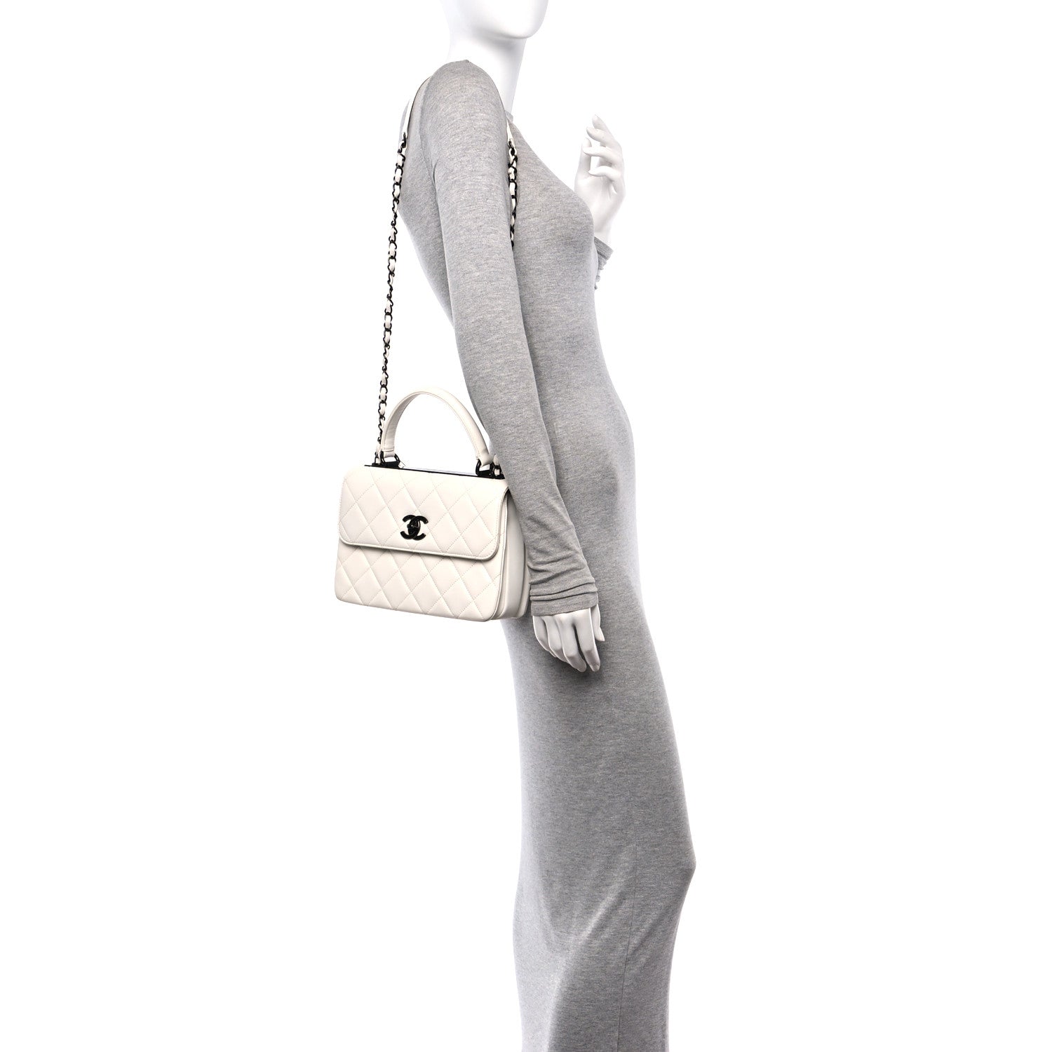 Chanel Lambskin Quilted Small Trendy CC Dual Handle Flap Bag White 2 of 20