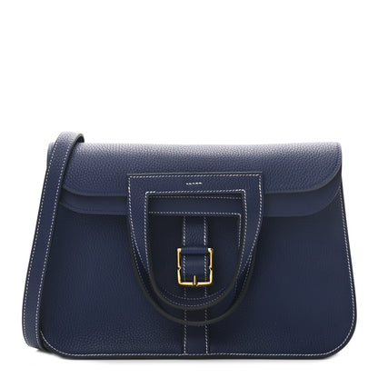 Hermes Taurillon Clemence Halzan 31 GM Bleu Encre 1 of 11