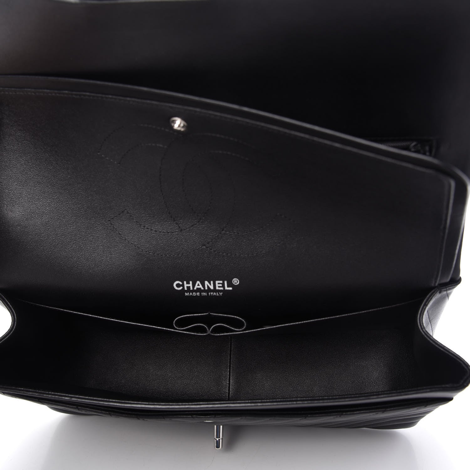 Chanel Lambskin Chevron Quilted Jumbo Double Flap Black 5 of 10