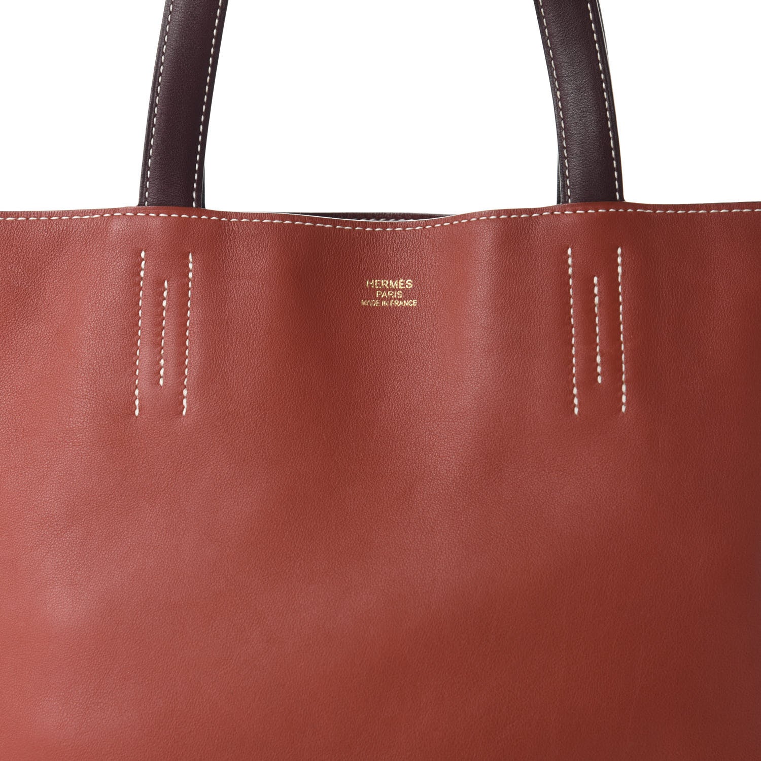 Hermes Veau Sikkim Swift Double Sens 30 Reversible Tote Ebene Rouge H Brique Prune 9 of 21