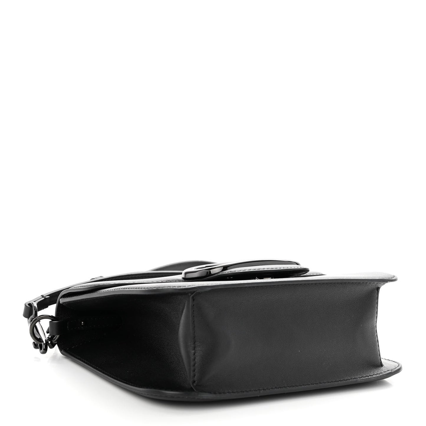 Calfskin Monochrome VLogo Loco Flap Shoulder Bag Black