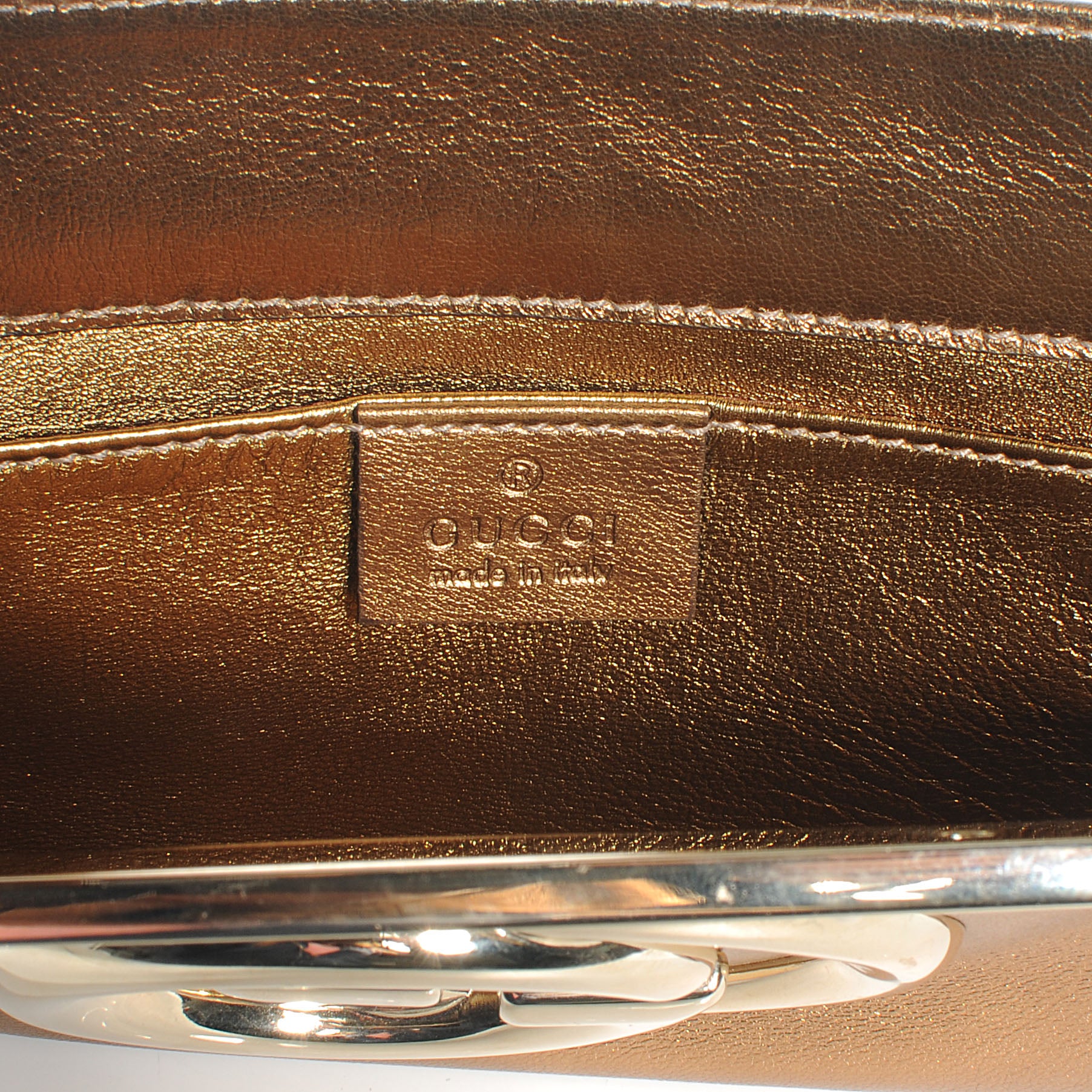 Gucci Metallic Calfskin Britt Clutch Bronze 6 of 7