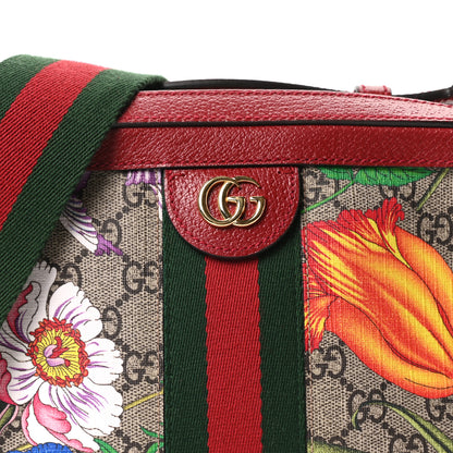 Gucci GG Supreme Monogram Flora Web Small Ophidia Top Handle Shoulder Bag Hibiscus Red 8 of 10