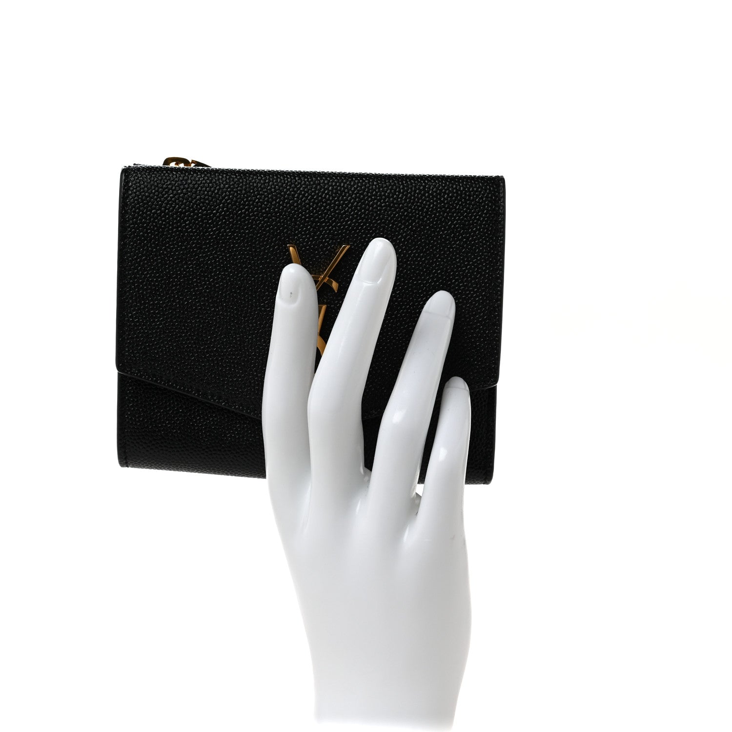 Saint Laurent Grain De Poudre Monogram Bi-Fold Wallet Black 2 of 10