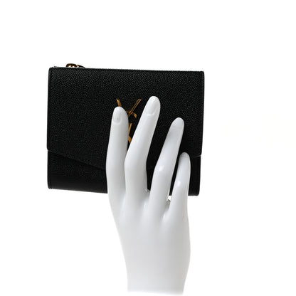 Saint Laurent Grain De Poudre Monogram Bi-Fold Wallet Black 2 of 10