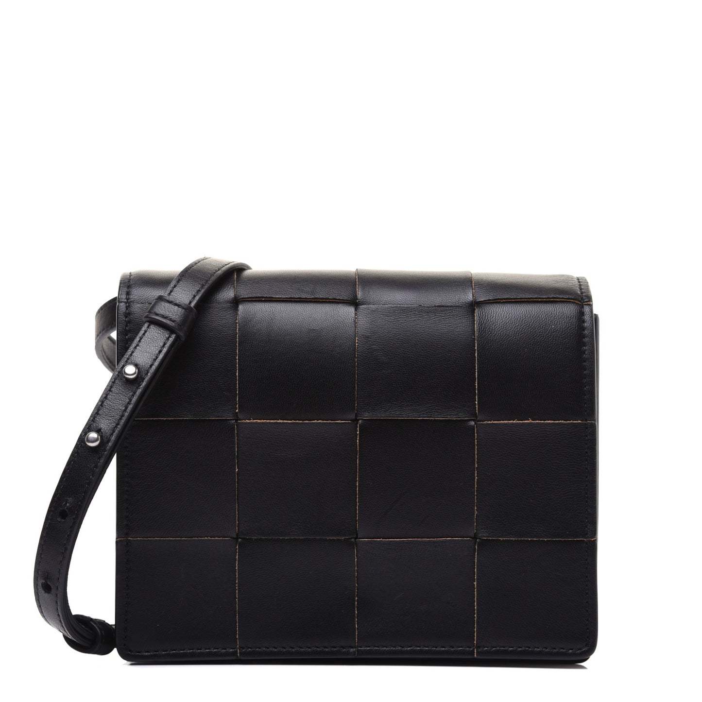 Lambskin Maxi Intrecciato Mini Cassette Crossbody Bag Black