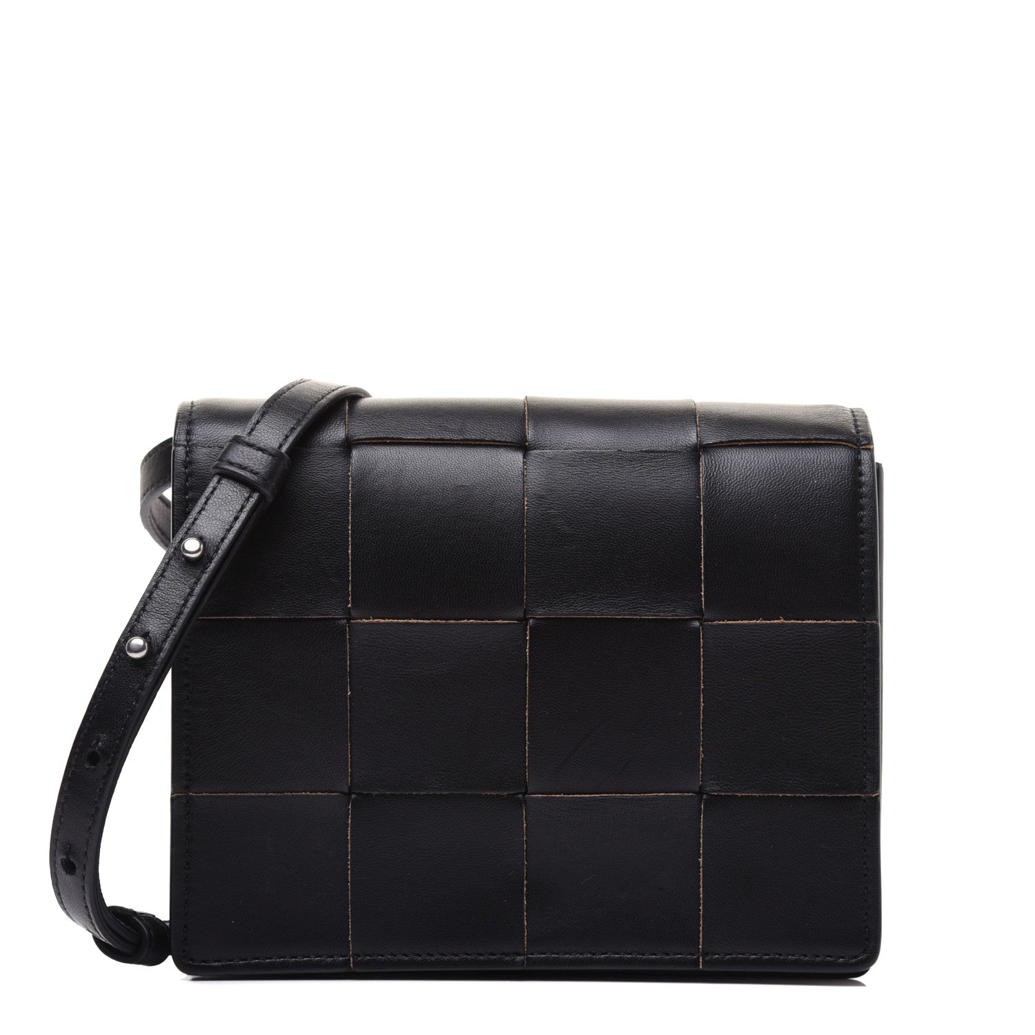 Bottega Veneta Lambskin Maxi Intrecciato Mini Cassette Crossbody Bag Black 1 of 18