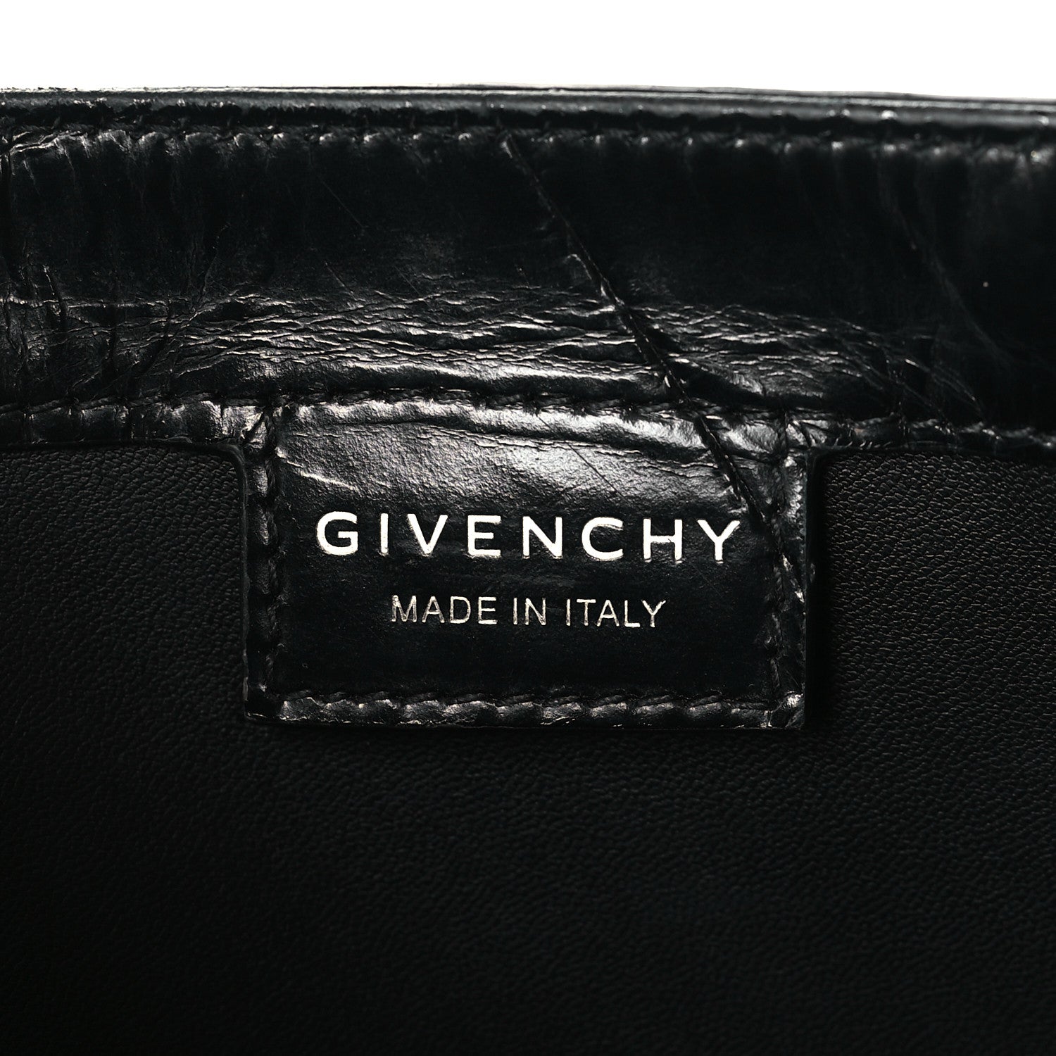 Givenchy Calfskin Crocodile Embossed Large Cut Out Shoulder Bag Black 6 of 13