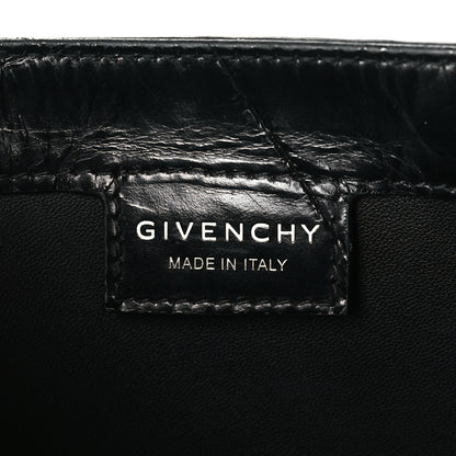 Givenchy Calfskin Crocodile Embossed Large Cut Out Shoulder Bag Black 6 of 13