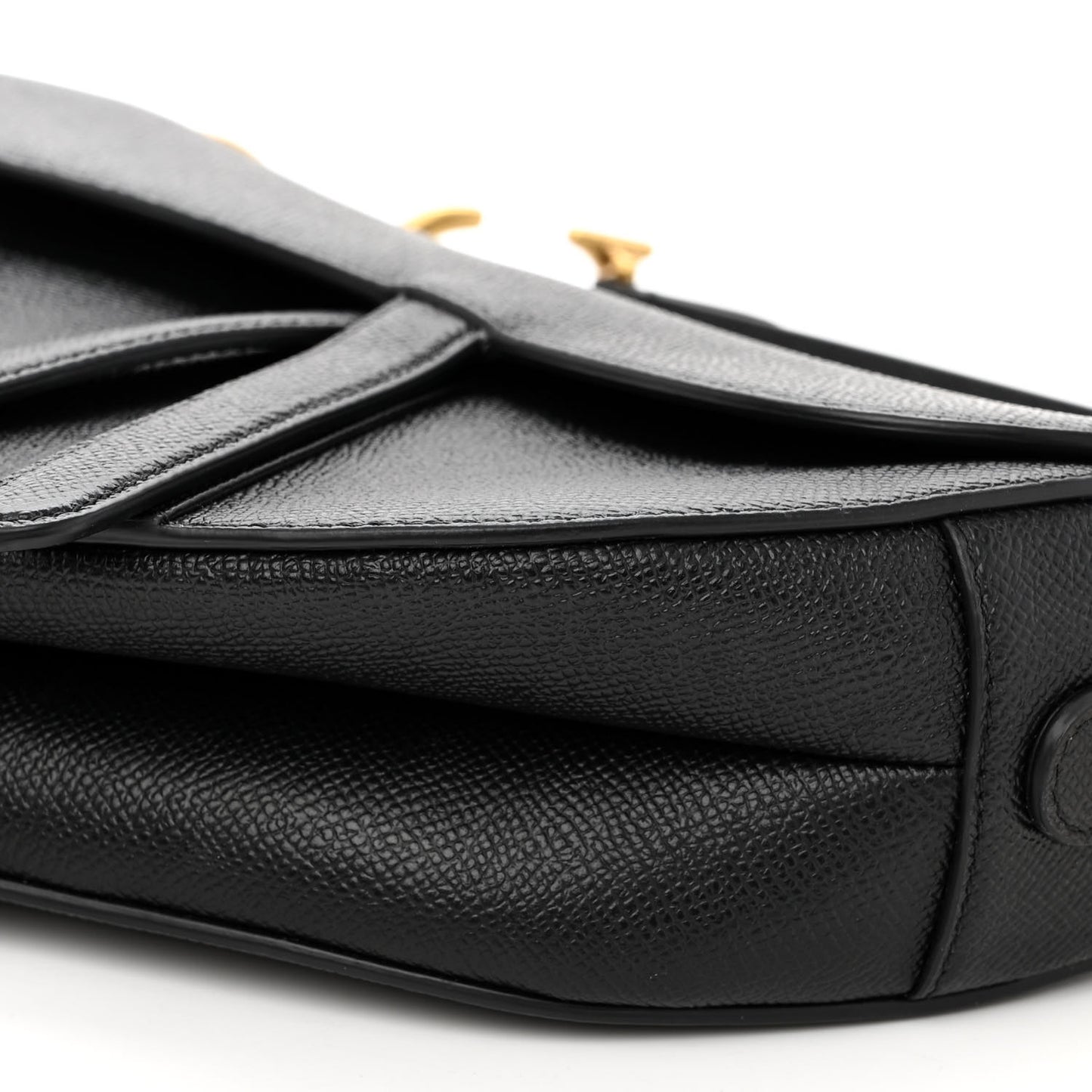 Grained Calfskin Saddle Bag Black