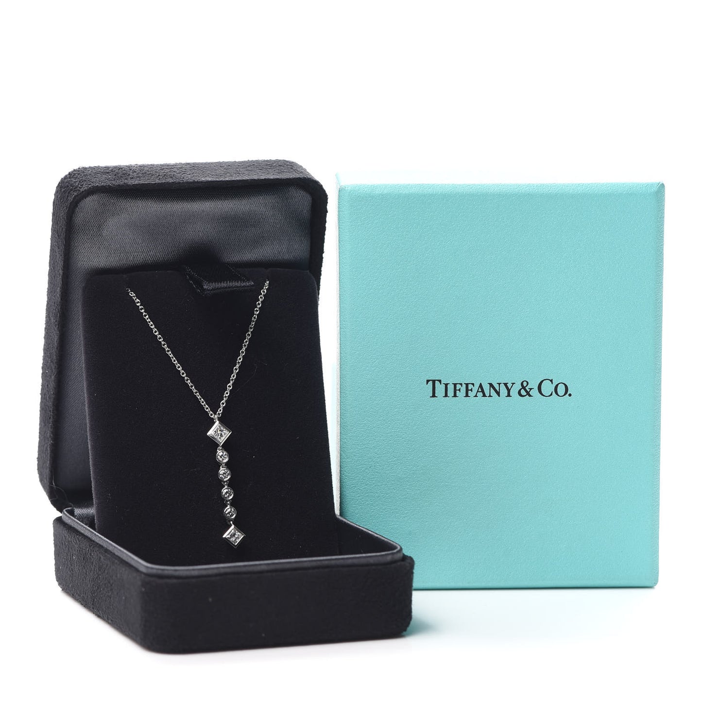 Platinum Diamond Grace Drop Pendant Necklace