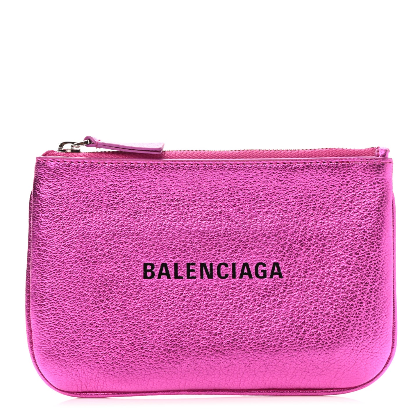 Metallic Goatskin Logo XS Ville Pouch Rose Fuchsia Black