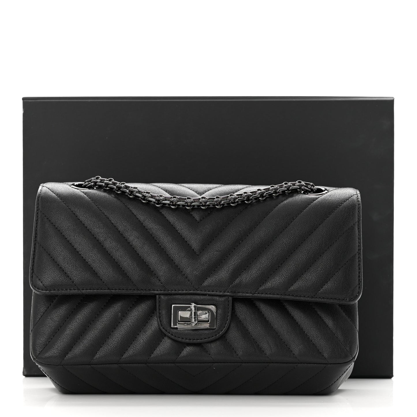 Sheepskin Chevron Quilted 2.55 Reissue 225 Double Flap So Black